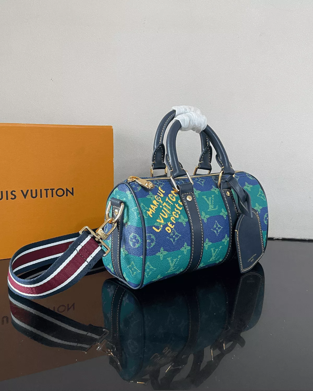 keepall-bandouliere-25-blue-stripes (3) All Bags, Travel Bags, Keepall Collection