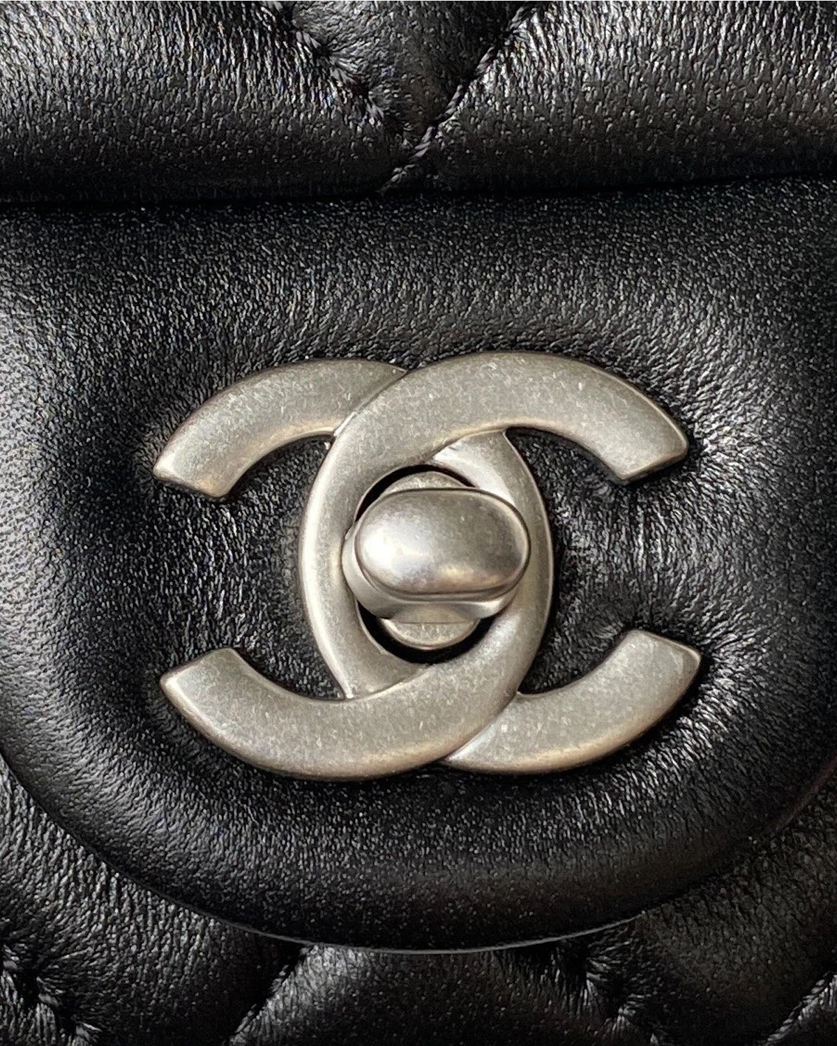 shiny-lambskin-silver-ball-mini-flag-bag-black (4) Shiny Lambskin Silver Ball Mini Flag Bag “Black”