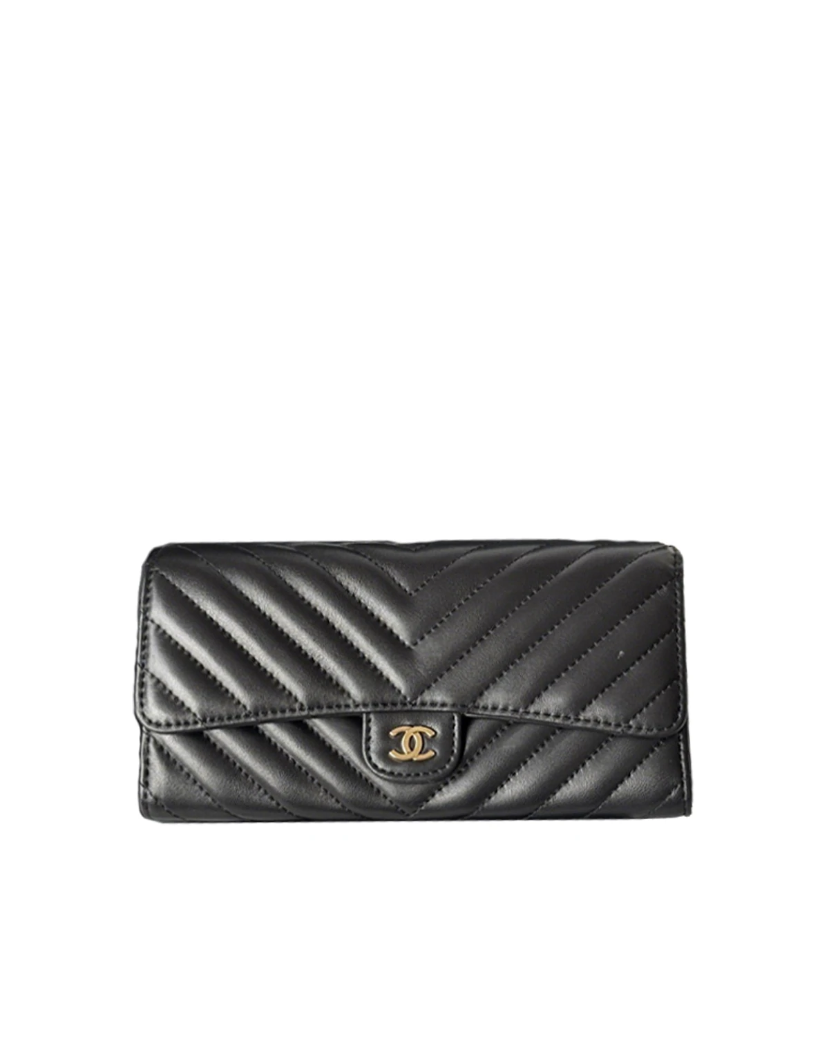 black-chevron-quilted-leather-long-wallet